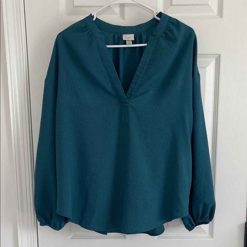 a new day Teal V-Neck Blouse